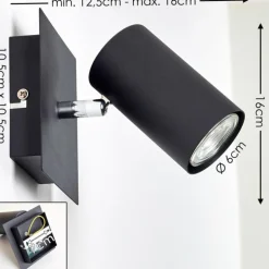 Spot mural Zuoz Noir, 1 lumière
