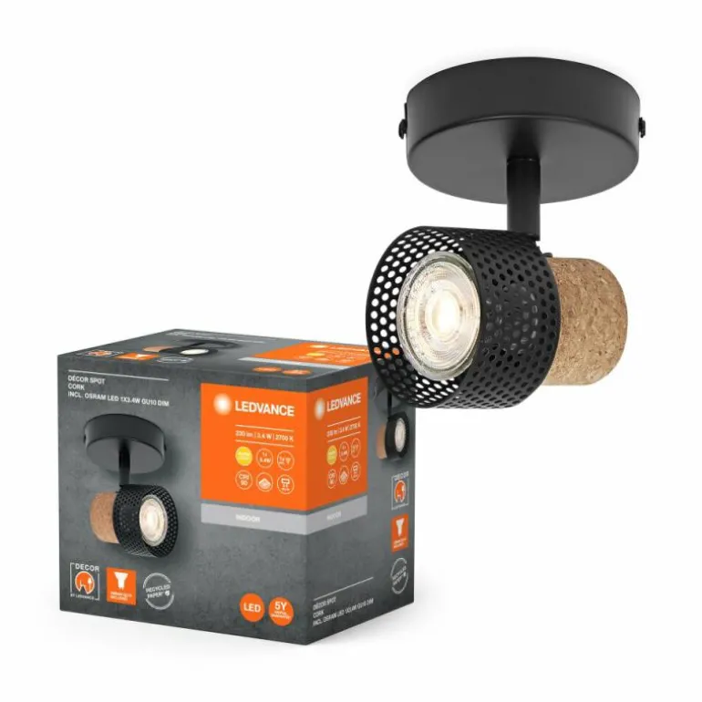 Spot Plafonnier Luminaires Ledvance LED Noir, 1 lumière
