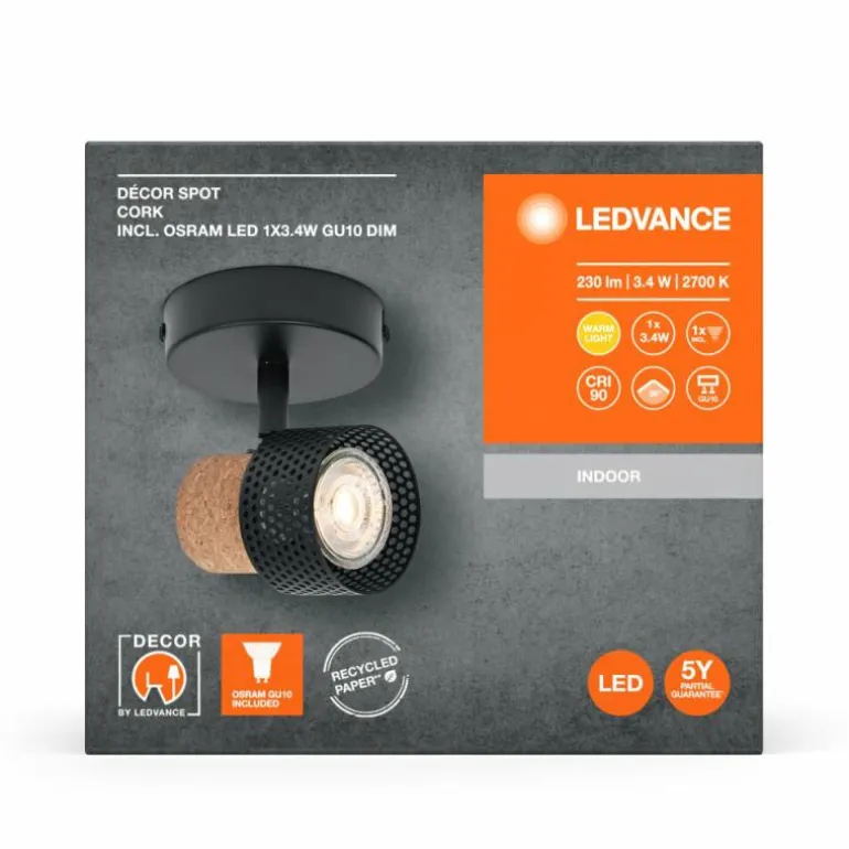 Spot Plafonnier Luminaires Ledvance LED Noir, 1 lumière