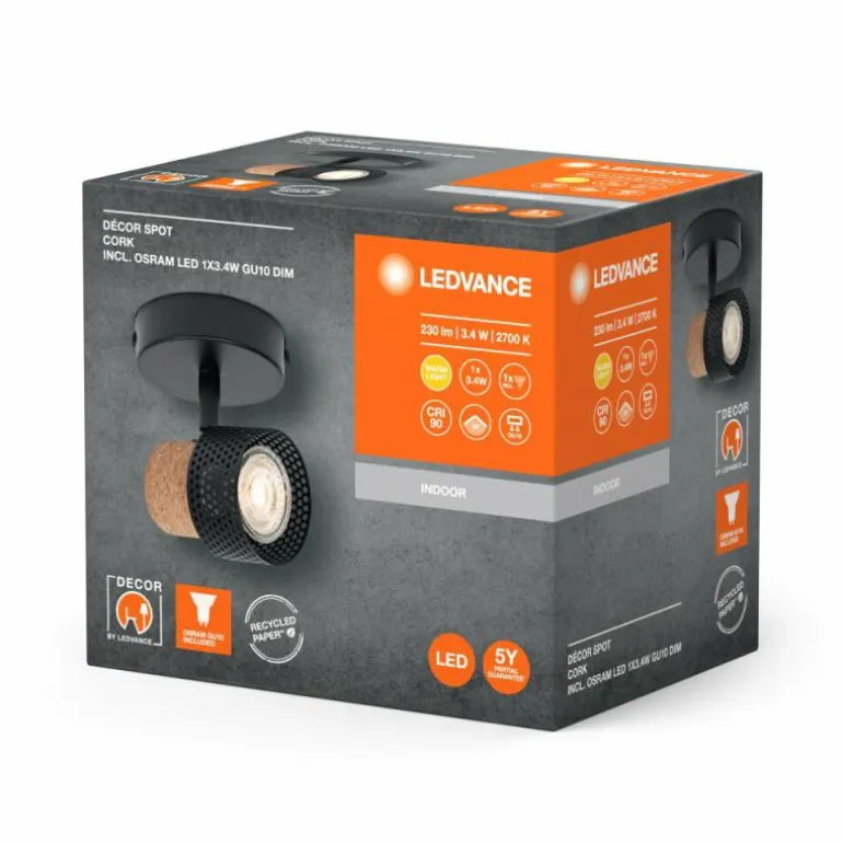 Spot Plafonnier Luminaires Ledvance LED Noir, 1 lumière