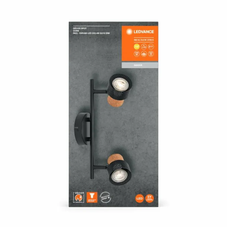 Spot Plafonnier Luminaires Ledvance LED Noir, 2 lumières