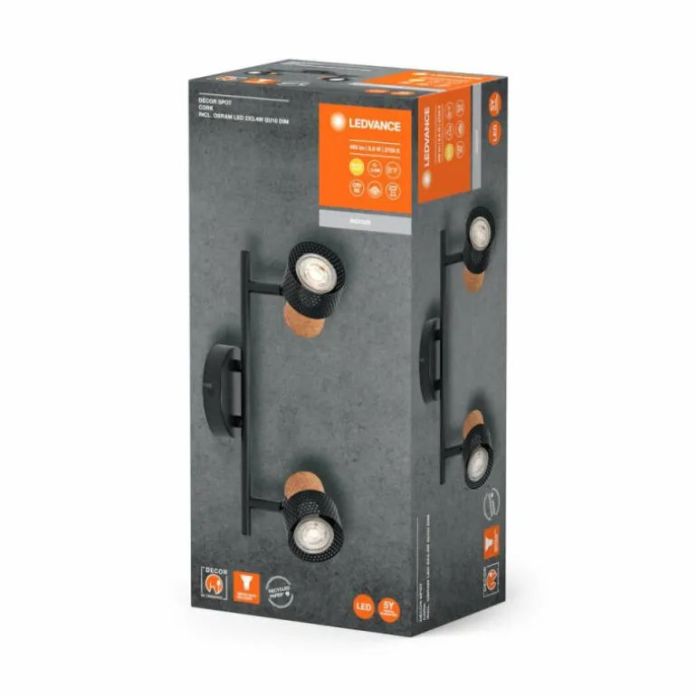 Spot Plafonnier Luminaires Ledvance LED Noir, 2 lumières