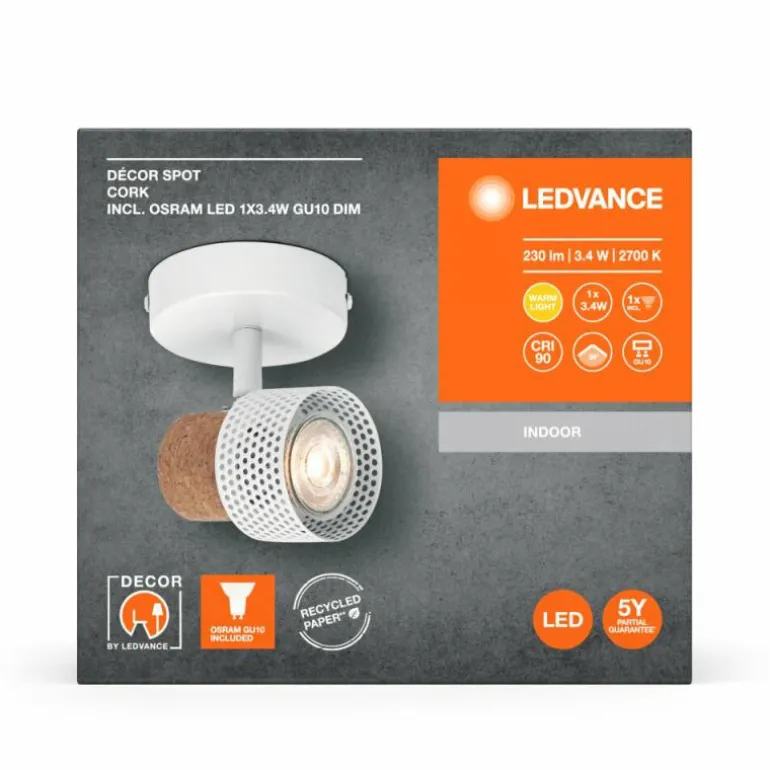 Spot Plafonnier Luminaires Ledvance LED Blanc, 1 lumière