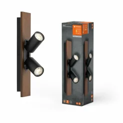 Spot Plafonnier Luminaires Ledvance LED Couleur bois, Noir, 2 lumières