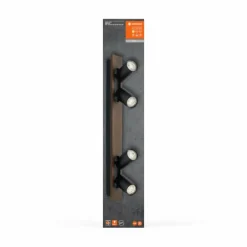Spot Plafonnier Luminaires Ledvance LED Couleur bois, Noir, 4 lumières