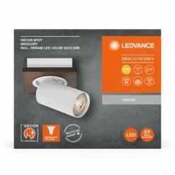 Spot Plafonnier Luminaires Ledvance LED Couleur bois, Blanc, 1 lumière