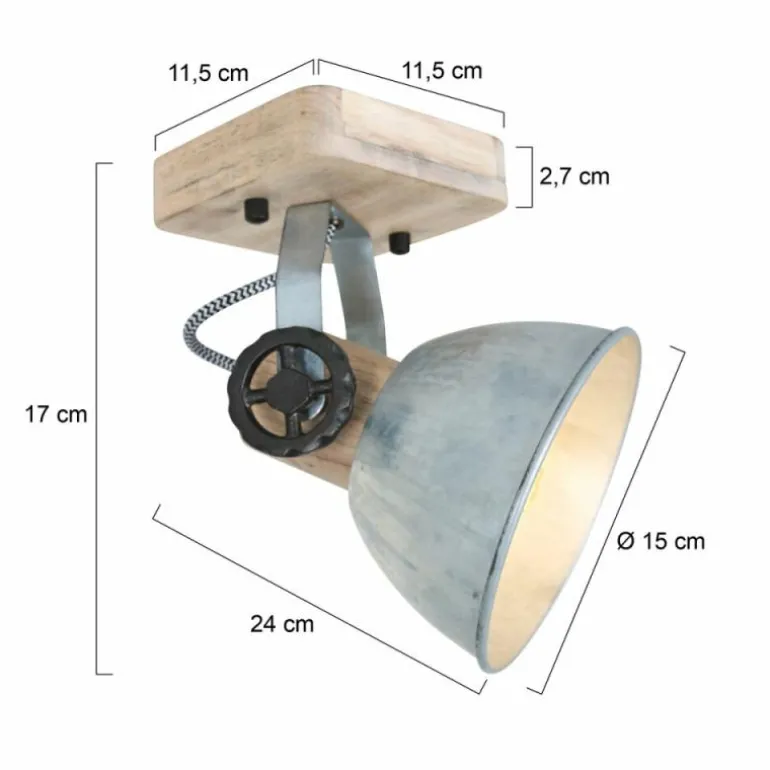 Spot Steinhauer Gearwood Bois clair, Nickel mat, 1 lumière