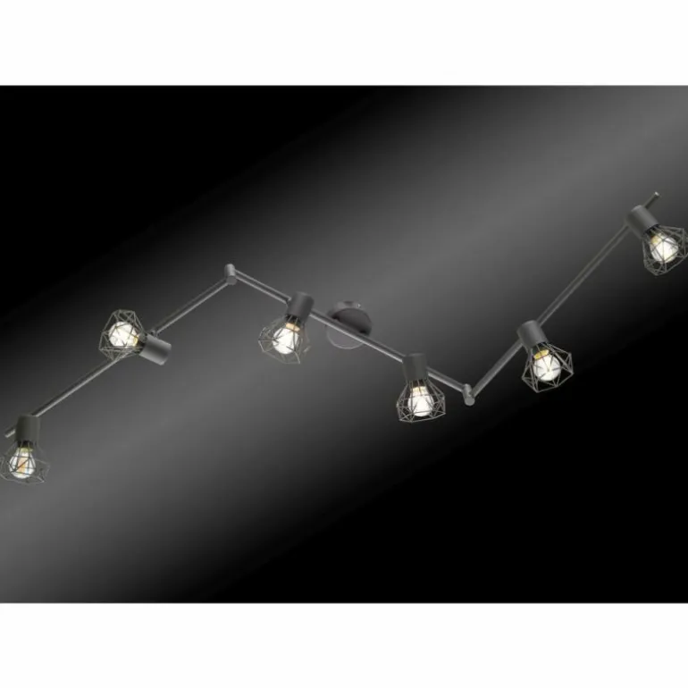 spot sur rail sous forme d'arc Honsel Ran Gris, 6 lumières