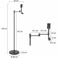 Stang Lampadaire Luminaires Steinhauer Noir, 1 lumière