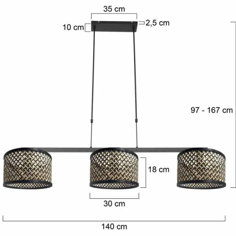 Stang Suspension Luminaires Steinhauer Noir, 3 lumières