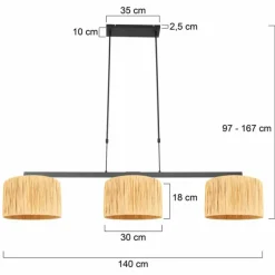 Stang Suspension Luminaires Steinhauer Noir, 3 lumières
