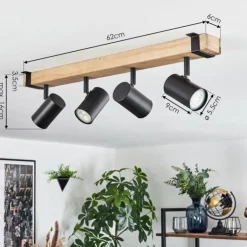 Storuma Plafonnier, Spot de plafond Écru, Noir, 4 lumières