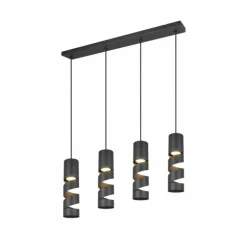 Stream Suspension Luminaires Trio Noir, 4 lumières