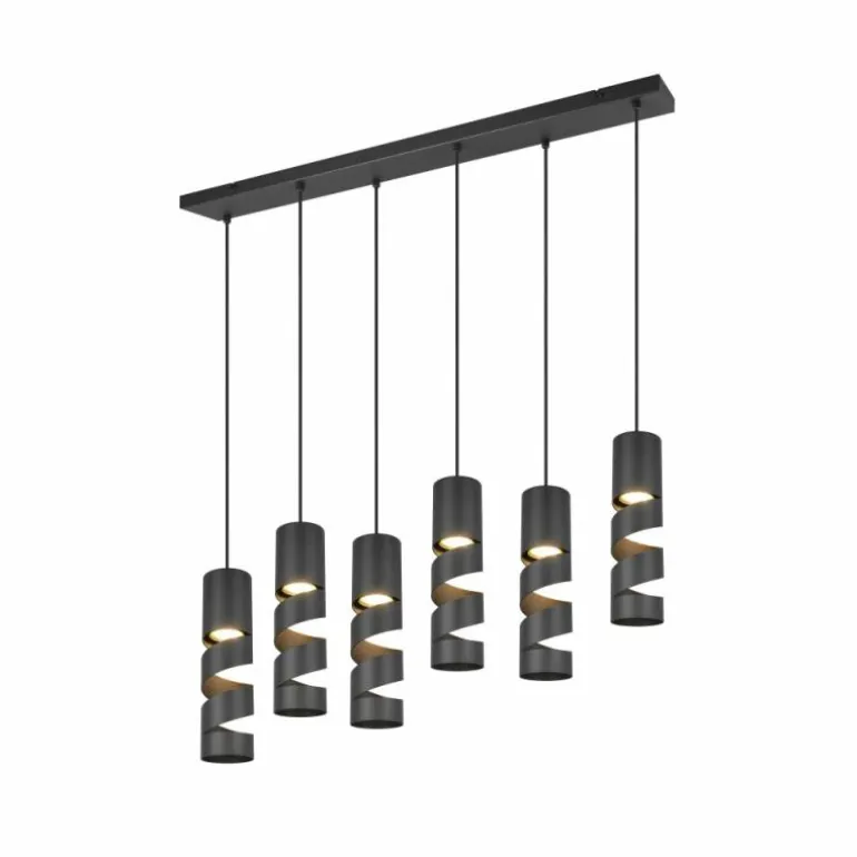 Stream Suspension Luminaires Trio Noir, 6 lumières