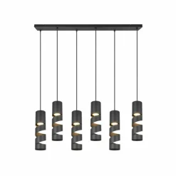 Stream Suspension Luminaires Trio Noir, 6 lumières