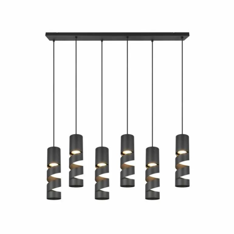 Stream Suspension Luminaires Trio Noir, 6 lumières