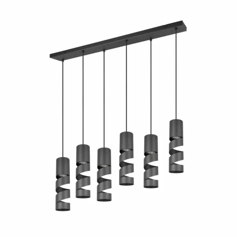 Stream Suspension Luminaires Trio Noir, 6 lumières