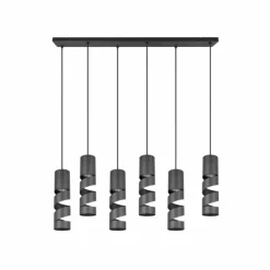 Stream Suspension Luminaires Trio Noir, 6 lumières