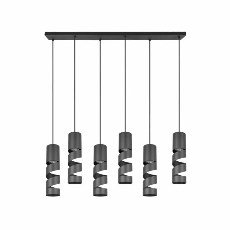 Stream Suspension Luminaires Trio Noir, 6 lumières