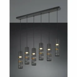 Stream Suspension Luminaires Trio Noir, 6 lumières