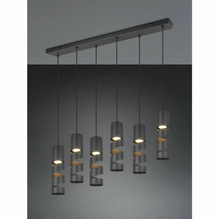 Stream Suspension Luminaires Trio Noir, 6 lumières