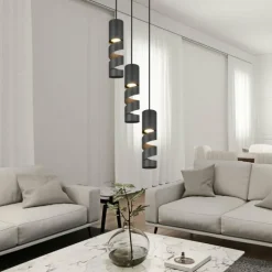 Stream Suspension Luminaires Trio Noir, 3 lumières
