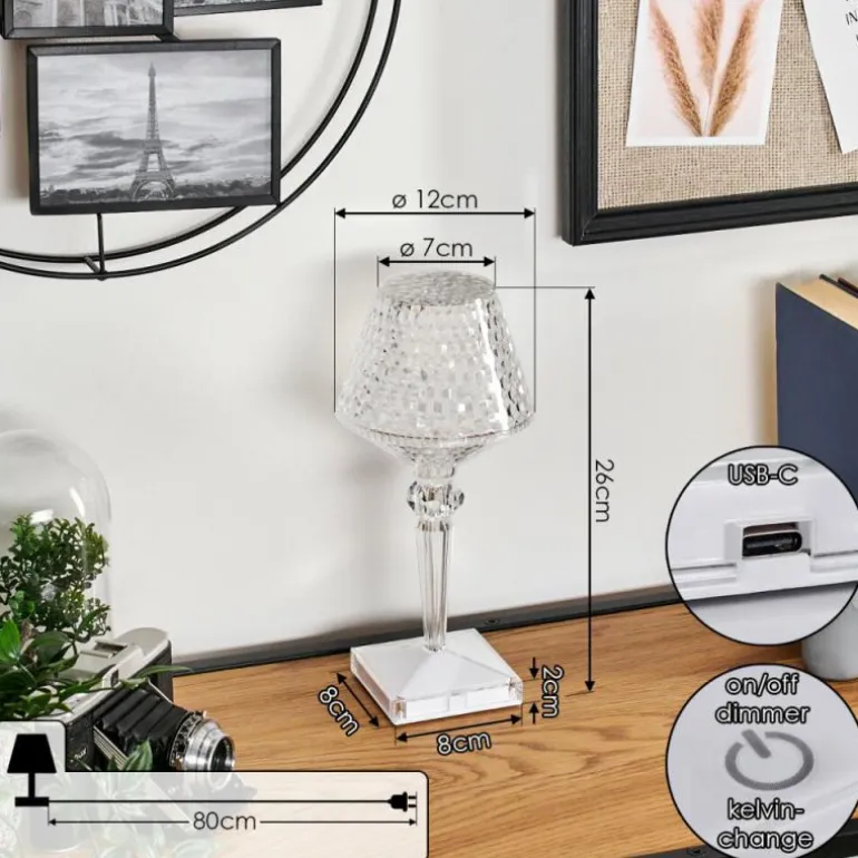 Style champignon Balsa Lampe à poser, Liseuse LED Transparent, 1 lumière