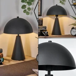 Style champignon Nor Lampe à poser Noir, 1 lumière