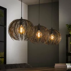 Suspension Beach Brun, Noir, 3 lumières