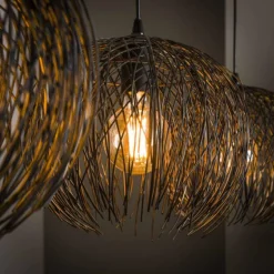 Suspension Beach Brun, Noir, 3 lumières