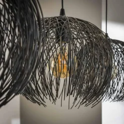 Suspension Beach Brun, Noir, 3 lumières