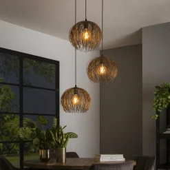 Suspension Beach Brun, Noir, 3 lumières