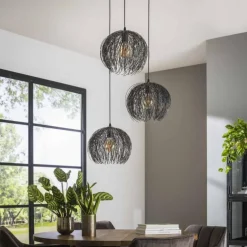 Suspension Beach Brun, Noir, 3 lumières