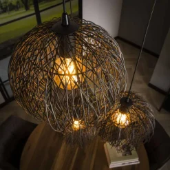 Suspension Beach Brun, Noir, 3 lumières