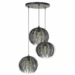 Suspension Beach Brun, Noir, 3 lumières