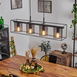 Suspension Bettaix Noir, 4 lumières