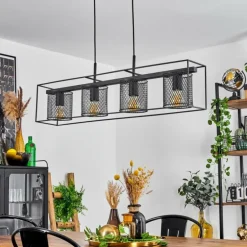 Suspension Bettaix Noir, 4 lumières