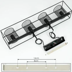 Suspension Bettaix Noir, 4 lumières