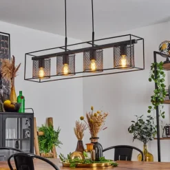 Suspension Bettaix Noir, 4 lumières