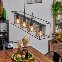 Suspension Bettaix Noir, 4 lumières