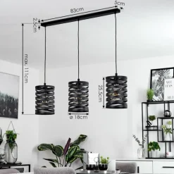 Suspension Bust Noir, 3 lumières