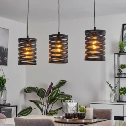 Suspension Bust Noir, 3 lumières