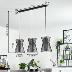 Suspension Chaca Noir, 3 lumières