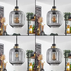 Suspension Curveira Bronze, Noir, 1 lumière