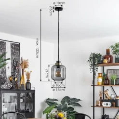 Suspension Curveira Bronze, Noir, 1 lumière