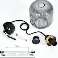 Suspension Curveira Bronze, Noir, 1 lumière