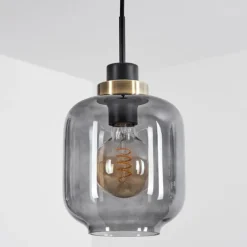 Suspension Curveira Bronze, Noir, 1 lumière