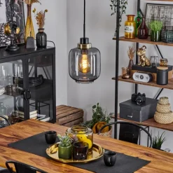 Suspension Curveira Bronze, Noir, 1 lumière