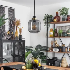 Suspension Curveira Bronze, Noir, 1 lumière