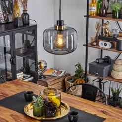 Suspension Curveira Bronze, Noir, 1 lumière